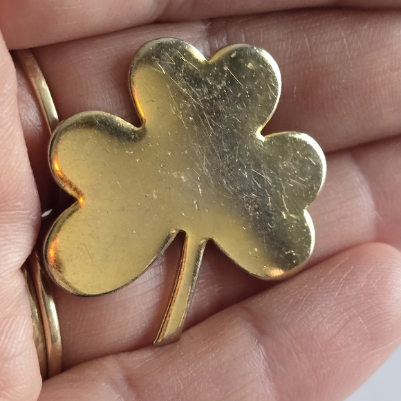 Vintage shamrock brooch pin celtic irish st Patrick's Day gold filled ireland - Picture 3 of 12